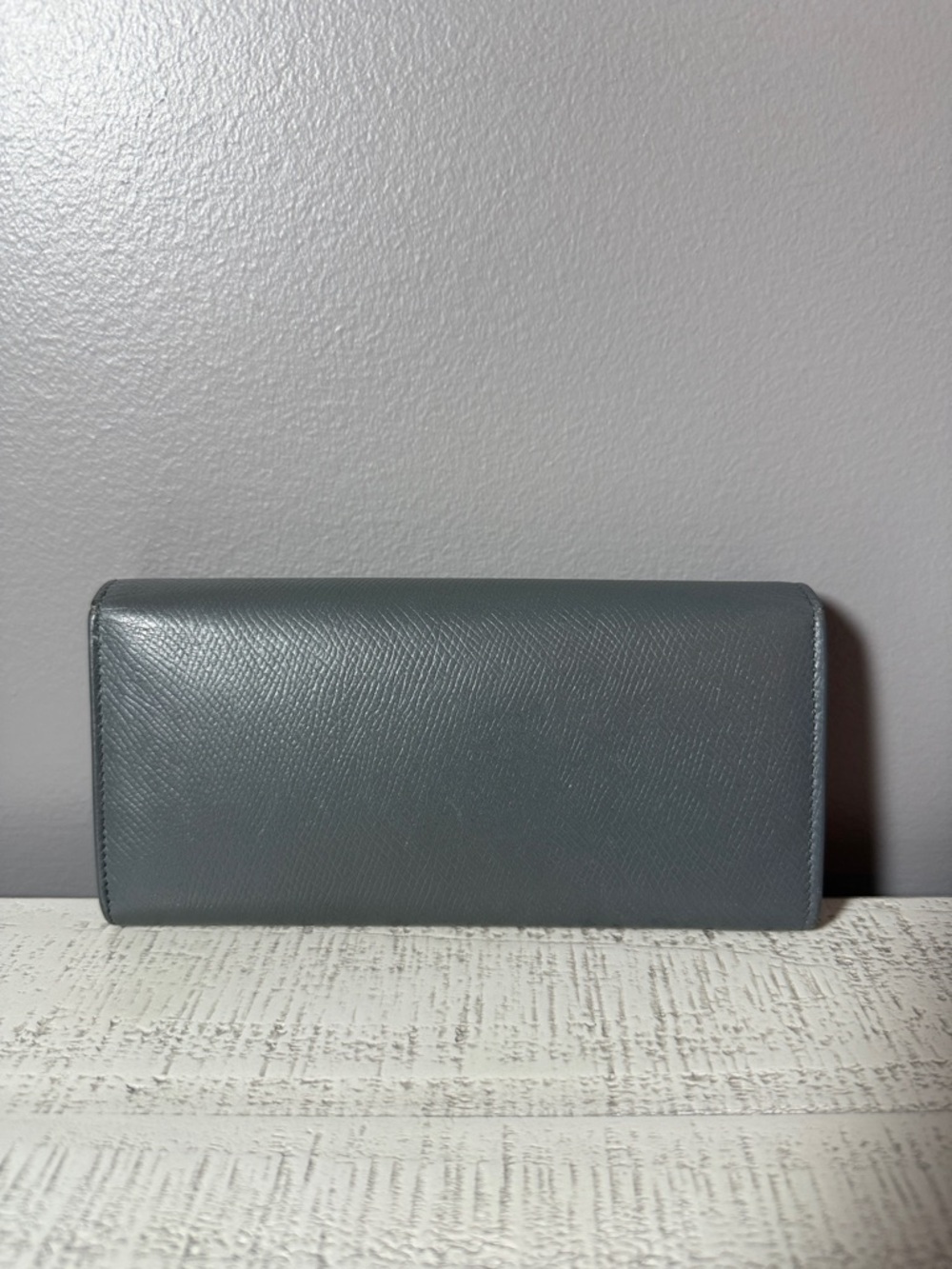 Celine Slate Gray Textured Leather Wallet Clutch - Picture 2 of 6